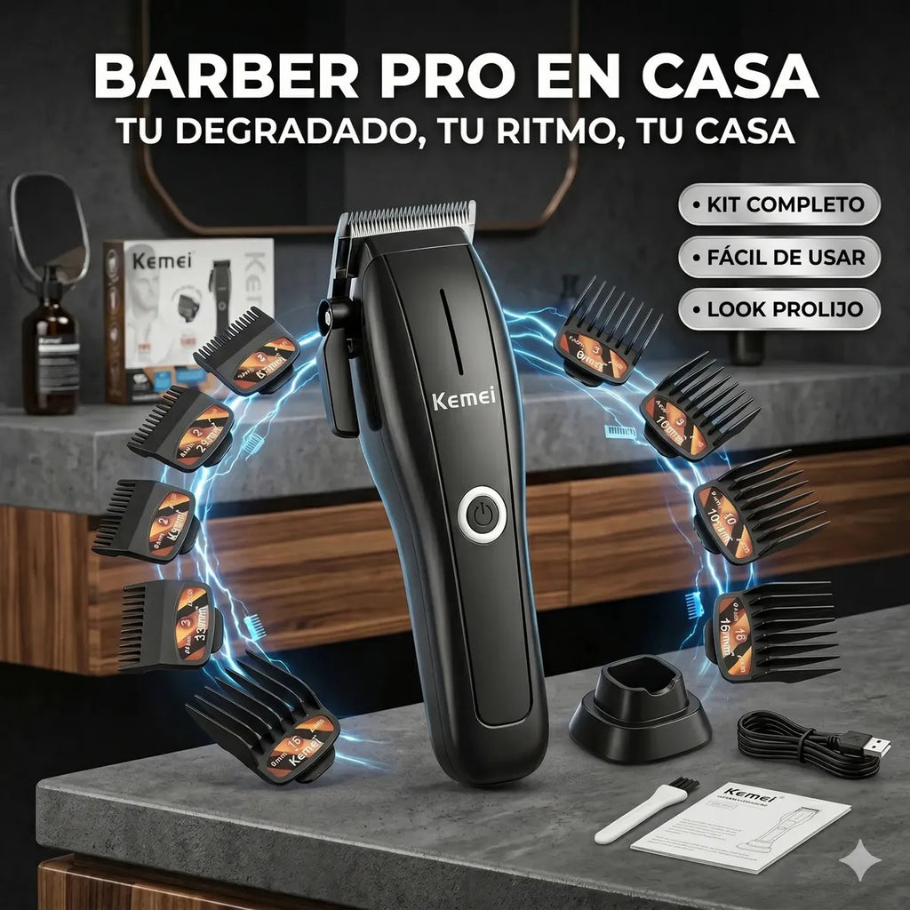 Maquina Corta Pelo Kemei 2286 Cortadora Cabello Negro Barber
