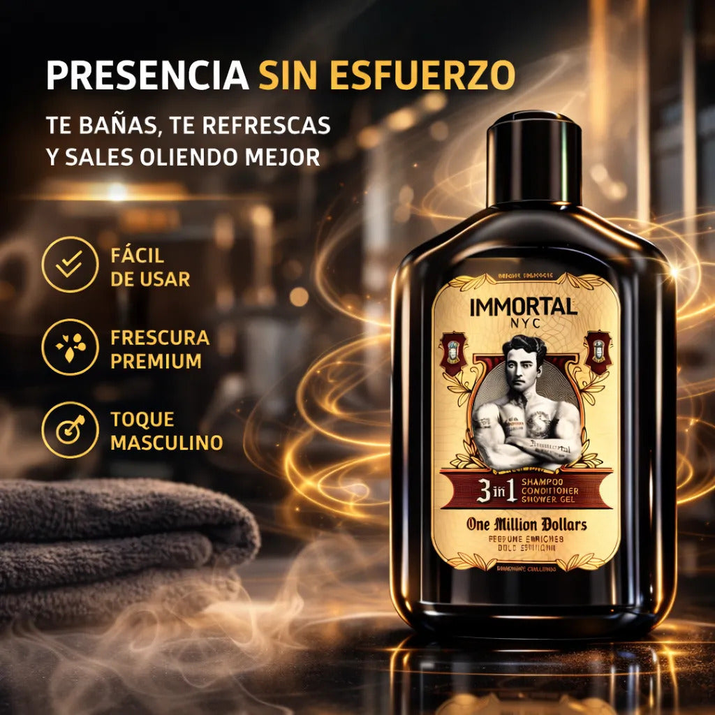Shampoo 3 En 1 Hombre Fragancia Duradera Immortal 500 Ml