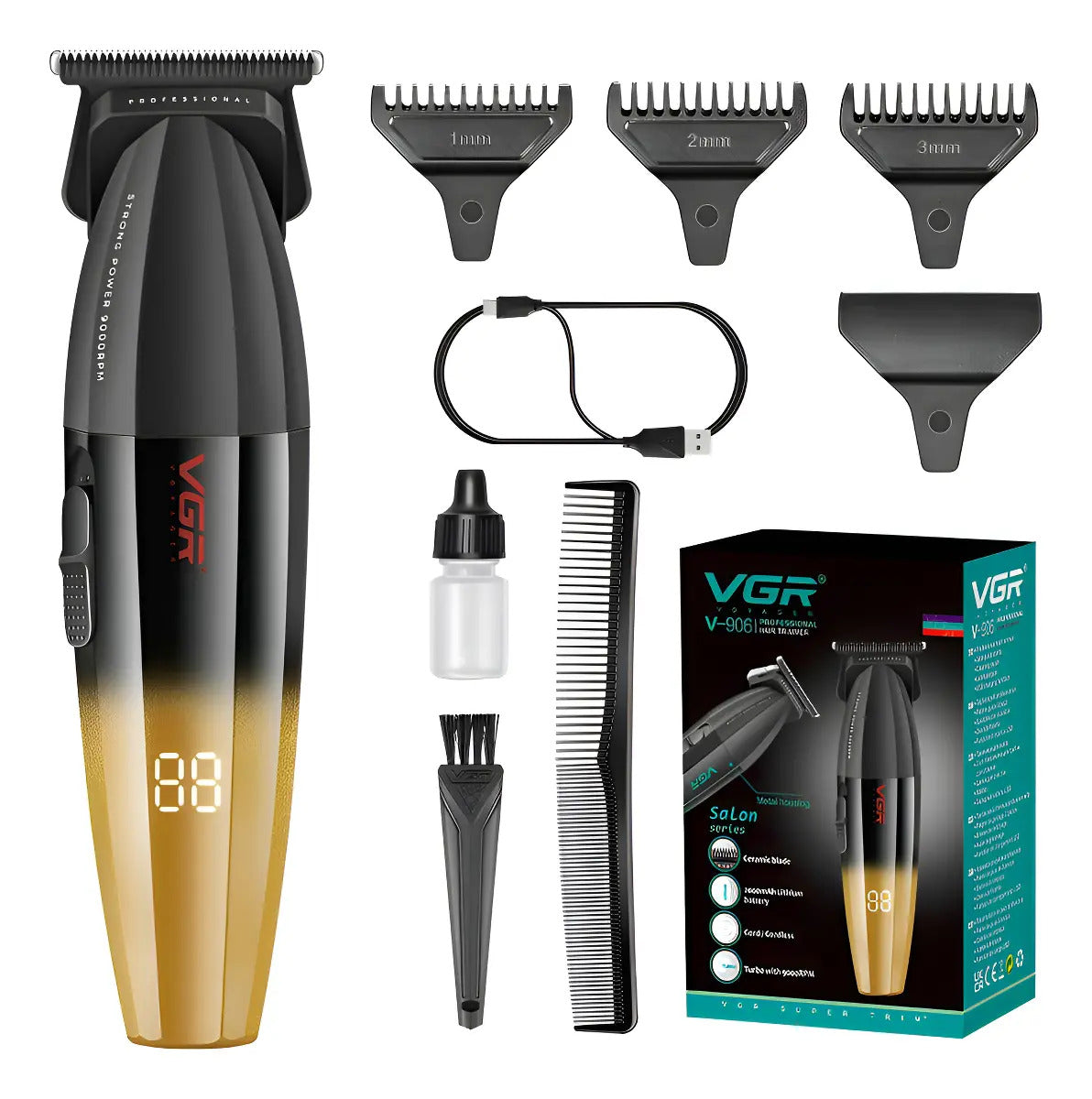 Máquina VGR V-906 Patillera Profesional Inalámbrica 9000 RPM
