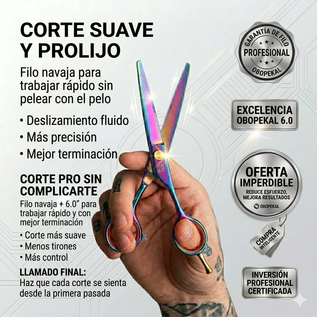 Tijera Filo Navaja 6.0 Corte Limpio Tornasol Profesional
