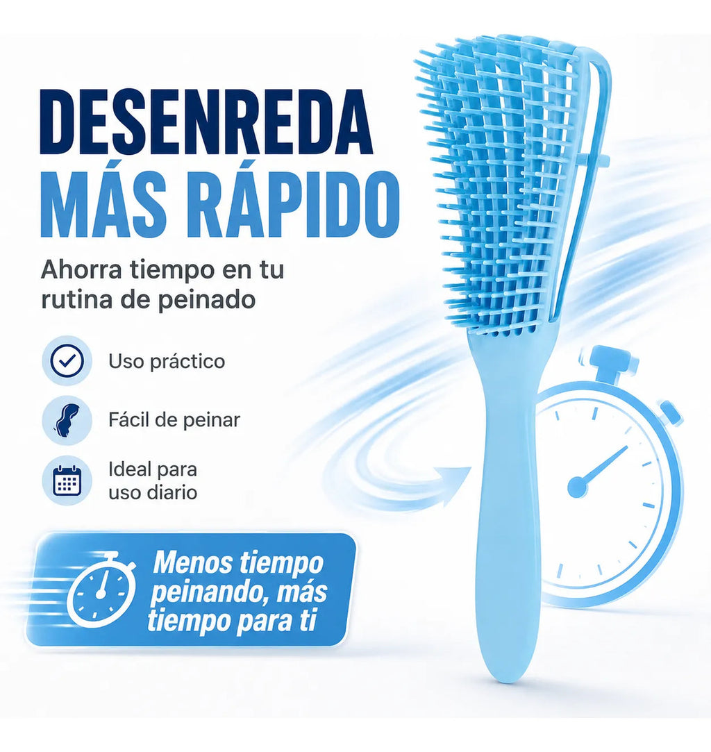 Cepillo  Cabello Rizado Desenreda Fácil Cerdas Azul