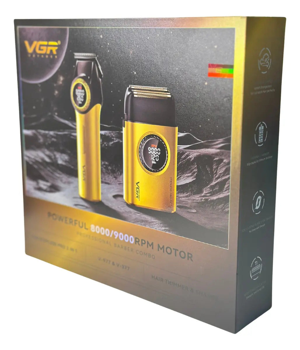 Combo VGR Trimmer V977 + Shaver 377 Afeitadora Profesional