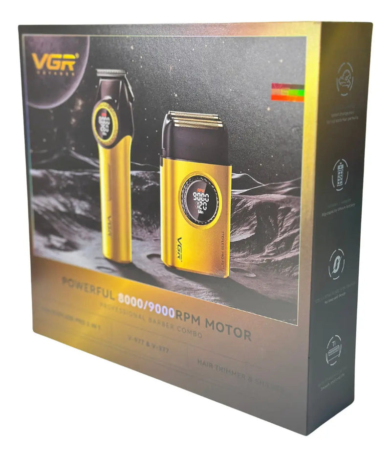 Combo VGR Trimmer V977 + Shaver 377 Afeitadora Profesional