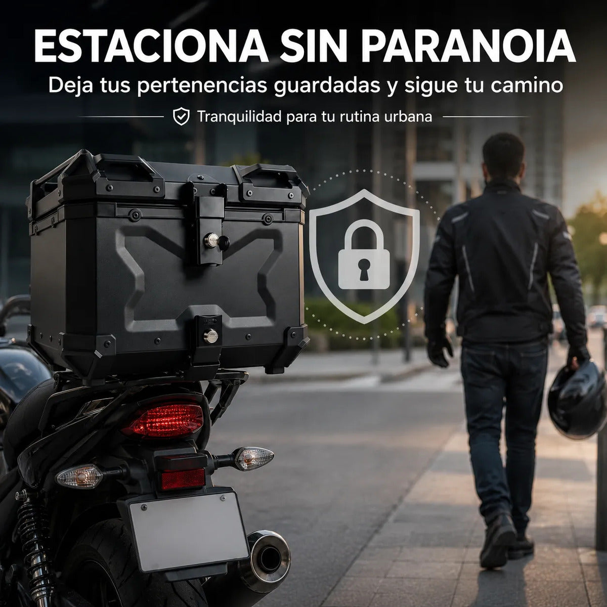 Maleta Moto 45l Antirrobo Con Llave Top Case Negro
