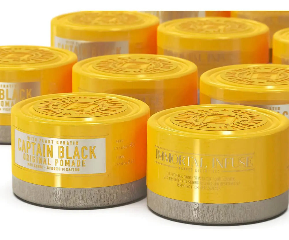 Pomada Immortal NYC Captain Black - Fijación Fuerte y Brillo Medio 150ml