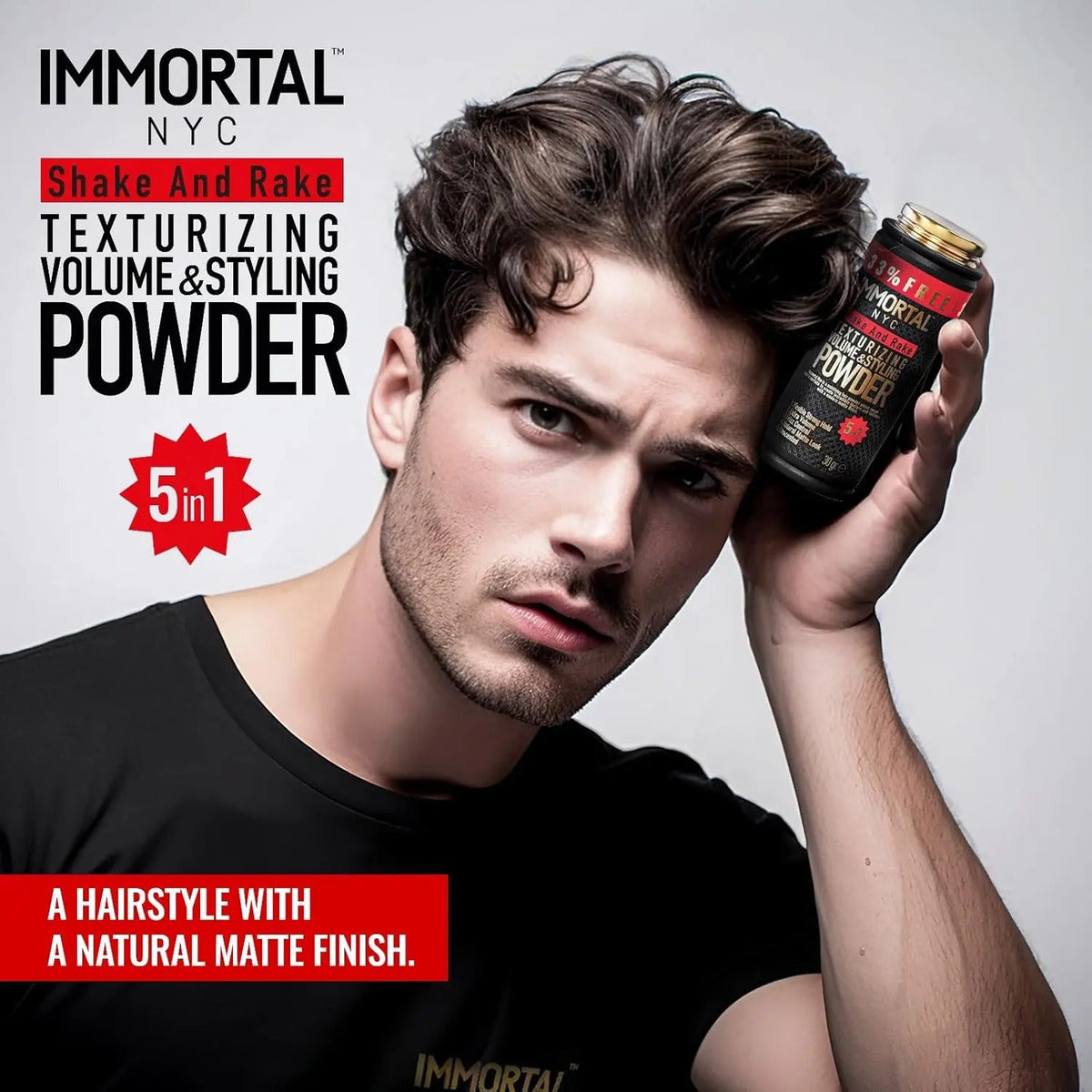 Polvo Texturizador Immortal NYC Shake and Rake 5 en 1 - Volumen y Mate 30g
