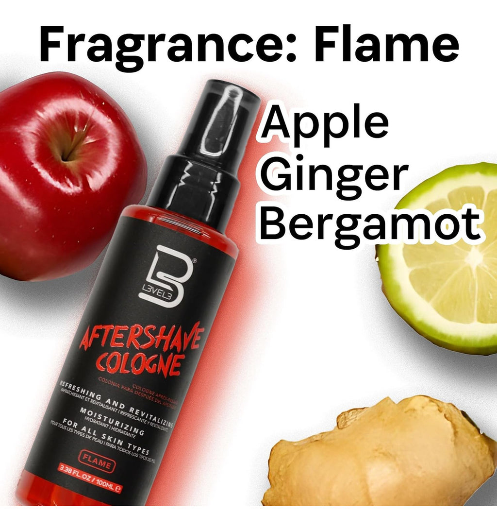 After Shave Colonia Level 3 Flame Roja - Loción Post Afeitado Profesional 400ml