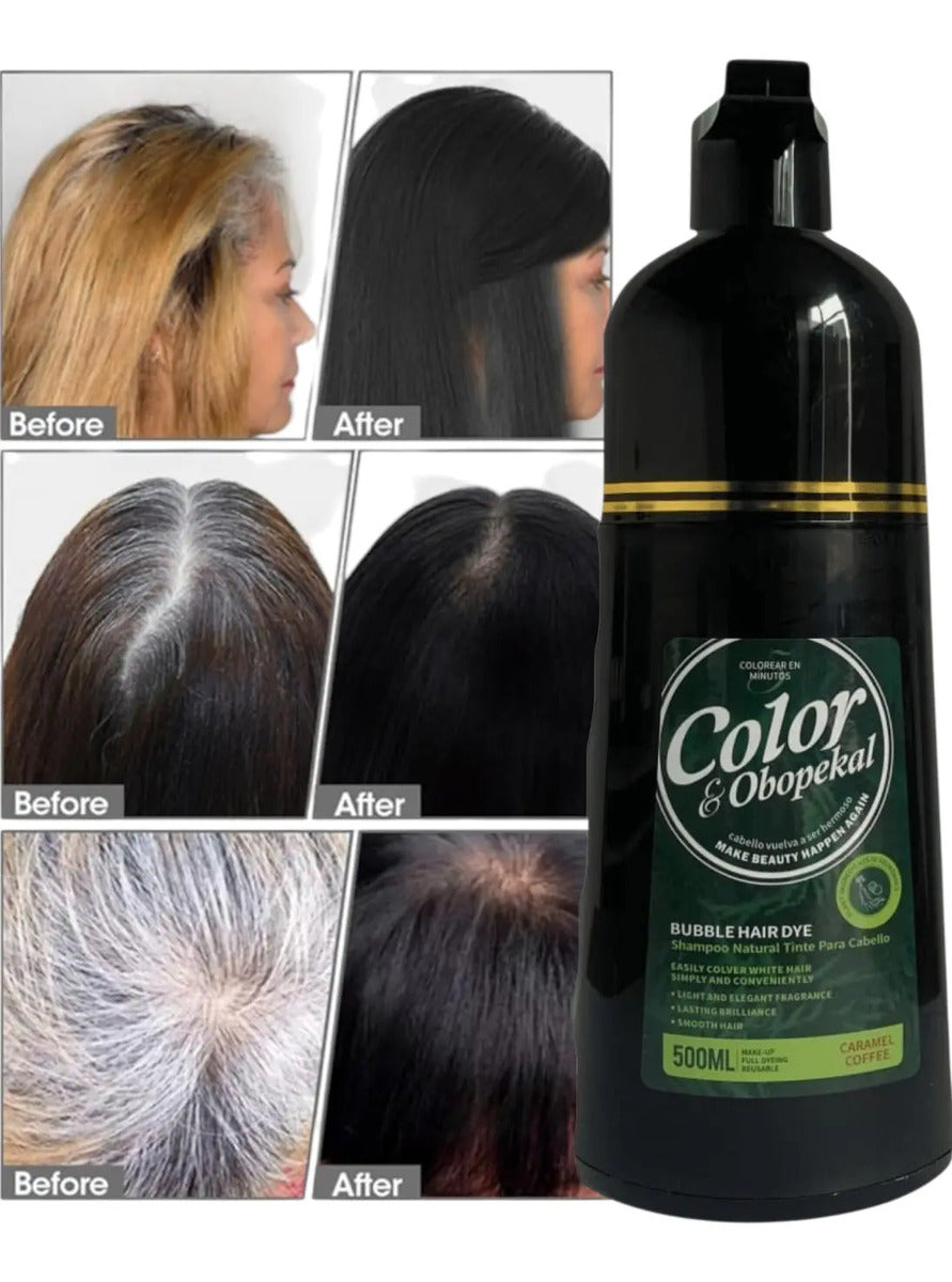 Shampoo Cubre Canas Obopekal 500ml - Tinte Natural Caramelo Profesional