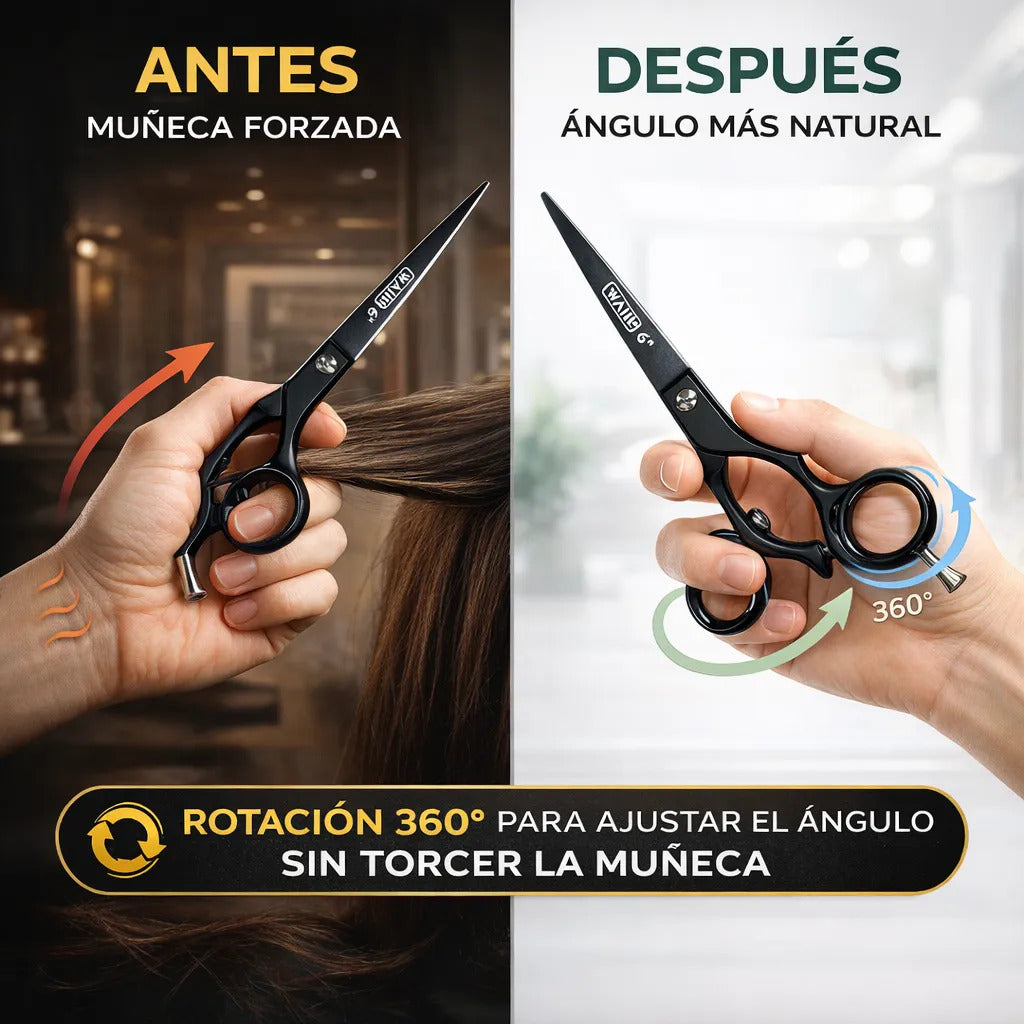 Tijera Profesional Wahl Para Zurdo Rotación 360 Filo Navaja