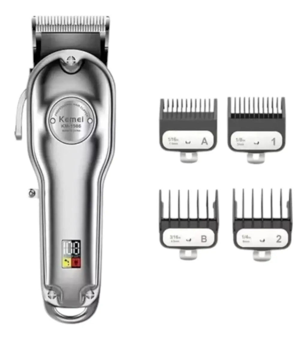 Kit de Barbería Profesional Kemei: Clipper 1986 + Trimmer Buddha 1974a + Shaver 2026