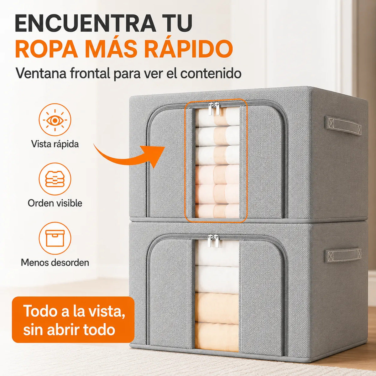 2 Caja Organizadora Plegable Closet Espacio 100l
