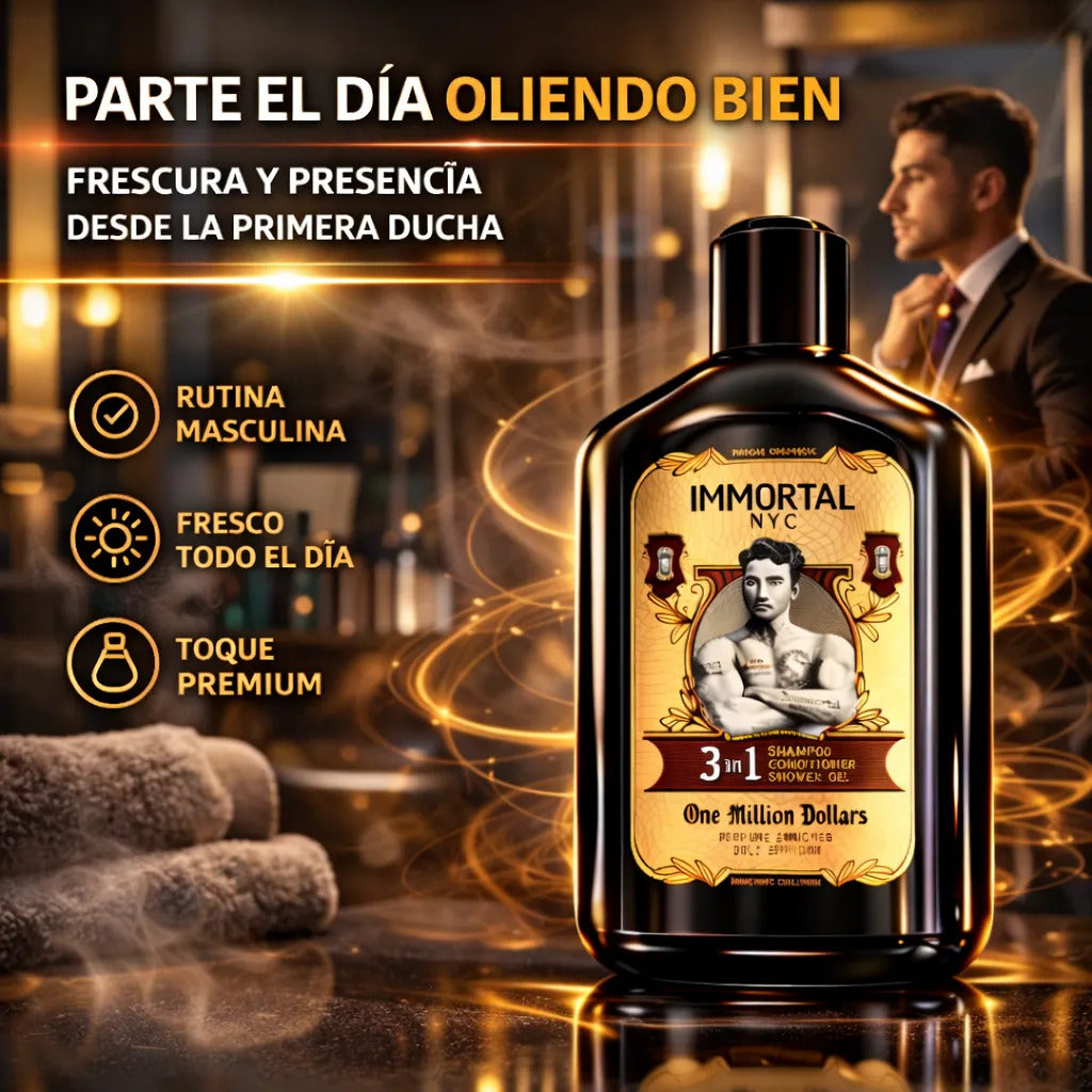 Shampoo 3 En 1 Hombre Fragancia Duradera Immortal 500 Ml