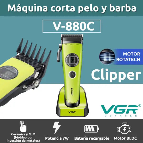 Máquina VGR V-880C Clipper Profesional 7200 RPM Motor BLDC Cerámica