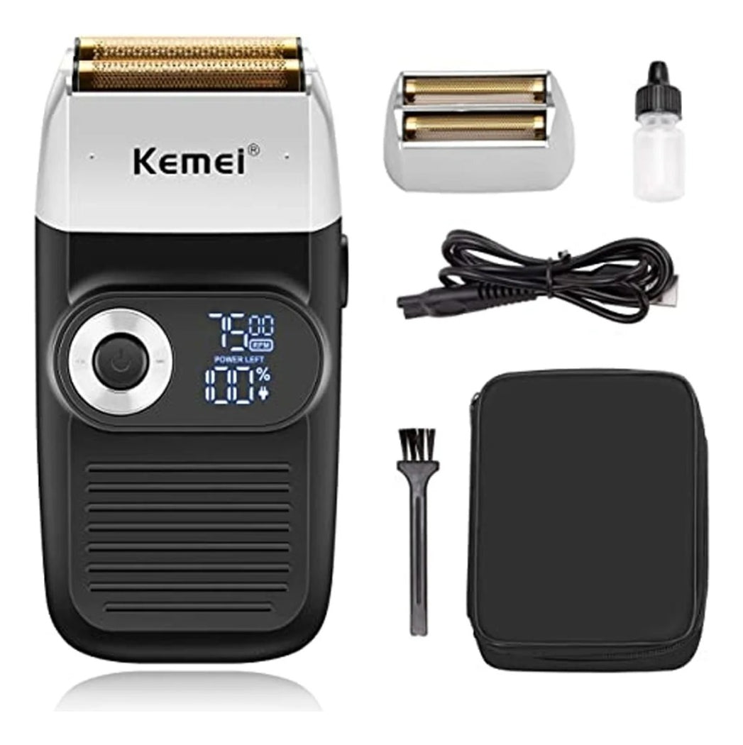 Kit Barbería Profesional Kemei: Clipper 1986 + Shaver 2026 + Trimmer i32s