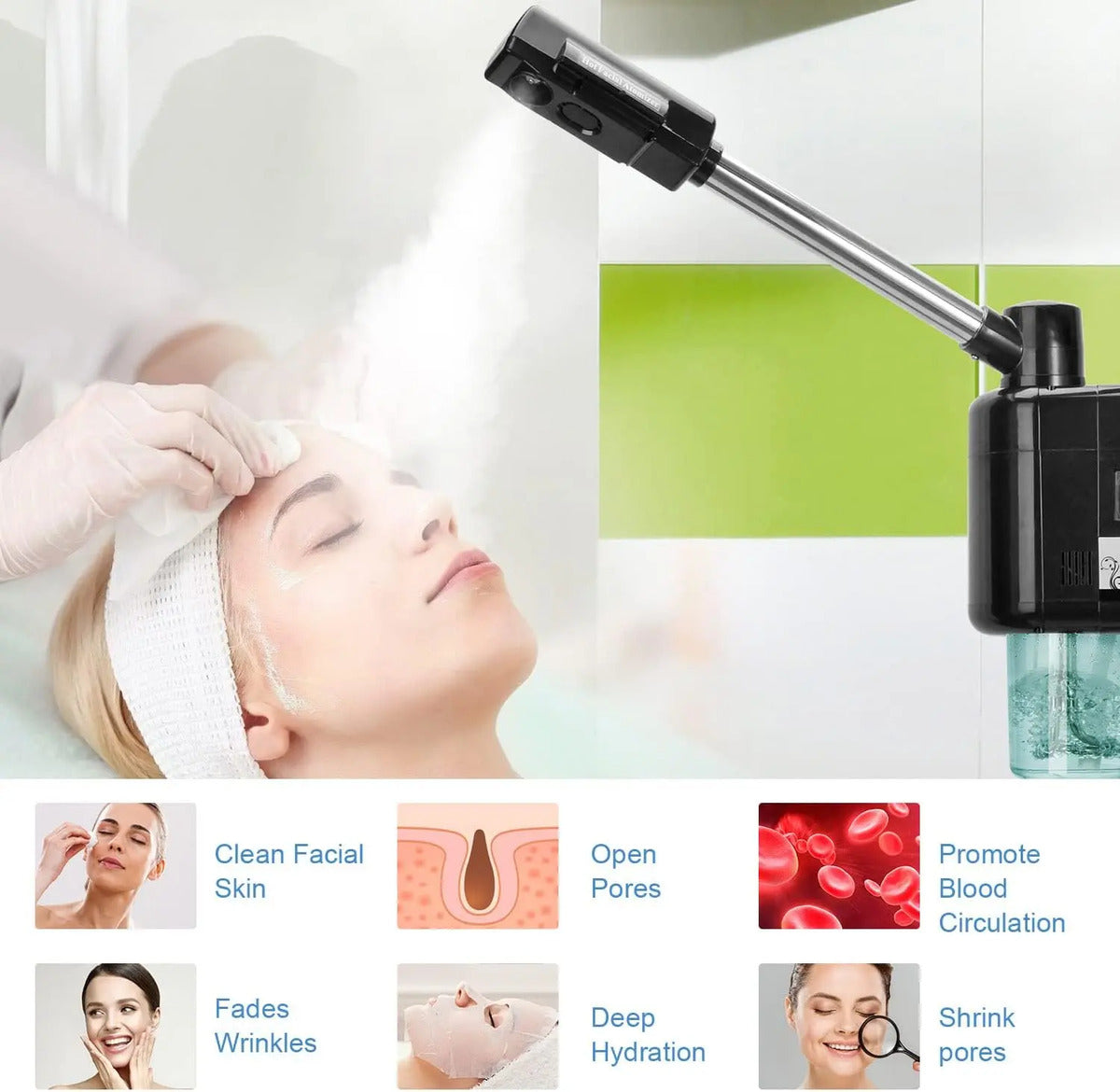 Vapor de Ozono Profesional de Pedestal - Vaporizador Facial para Barboterapia y Estética