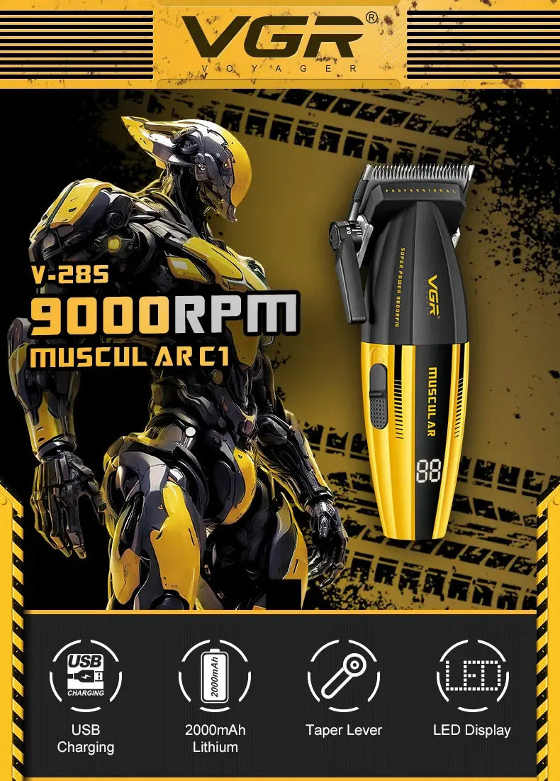 Máquina Cortar Pelo VGR V-285 Profesional 9000RPM Muscular Amarilla