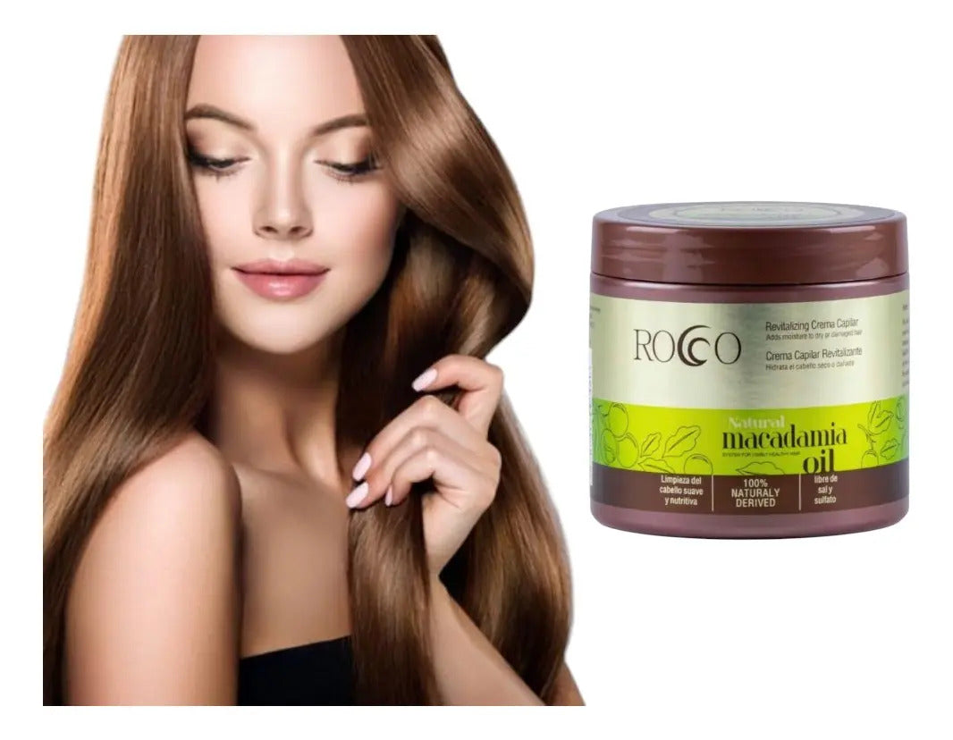 Pack Rocco Macadamia Natural Oil Profesional - Shampoo y Crema Hidratante 500ml