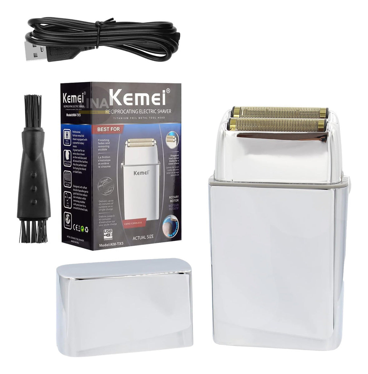 Afeitadora Profesional Kemei KM-TX5 Impermeable: Shaver de Titanio Hipolergénico
