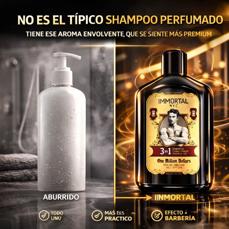 Shampoo 3 En 1 Hombre Fragancia Duradera Immortal 500 Ml