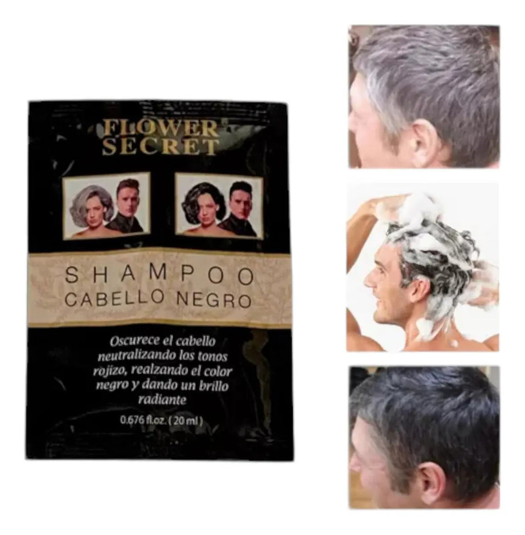Pack 12 Shampoos Cubre Canas Flower Secret Negro + Guantes de Regalo