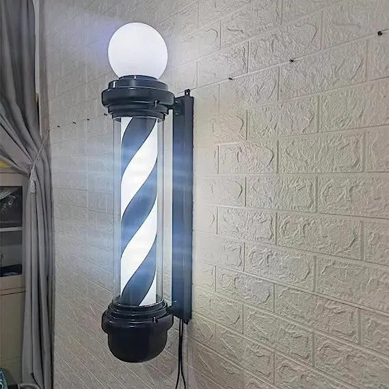 Poste de Barbería Profesional Giratorio 88cm - Luz LED Tricolor Clásica