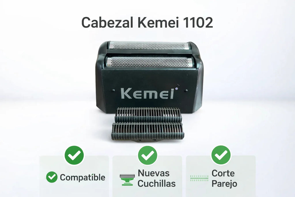 Cabezal Kemei Shaver 1102 Repuesto Cuchillas Corte Preciso Barbería