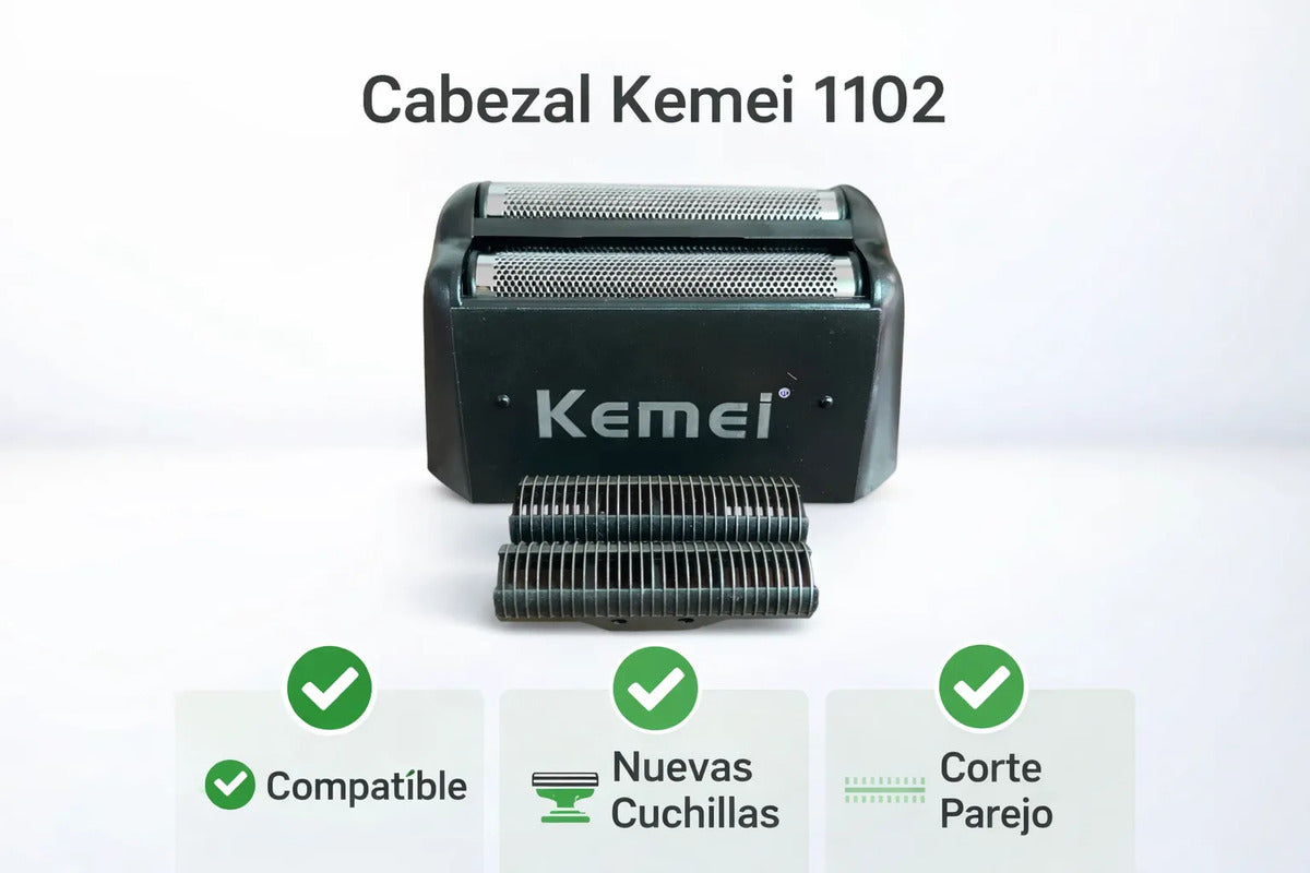 Cabezal Kemei Shaver 1102 Repuesto Cuchillas Corte Preciso Barbería