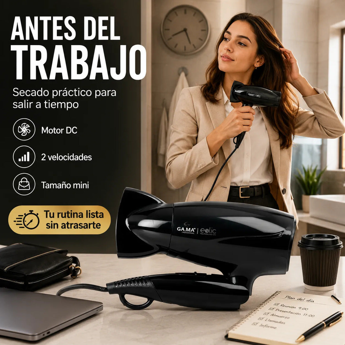 Secador De Pelo Gama Mini Plegable Italy Eolic Travel 1500w