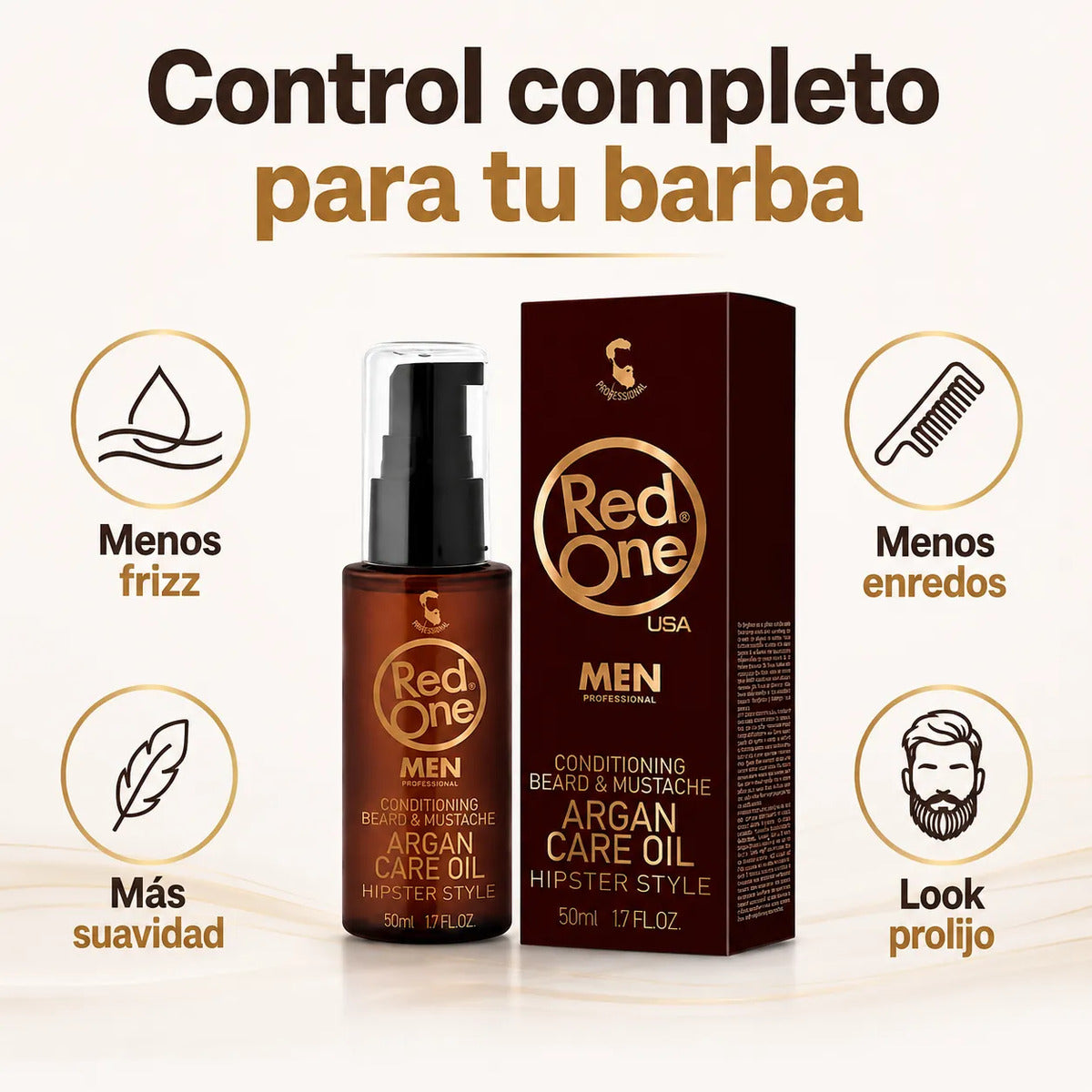 Aceite Para Barba Y Bigote Control Frizz Argán 50ml