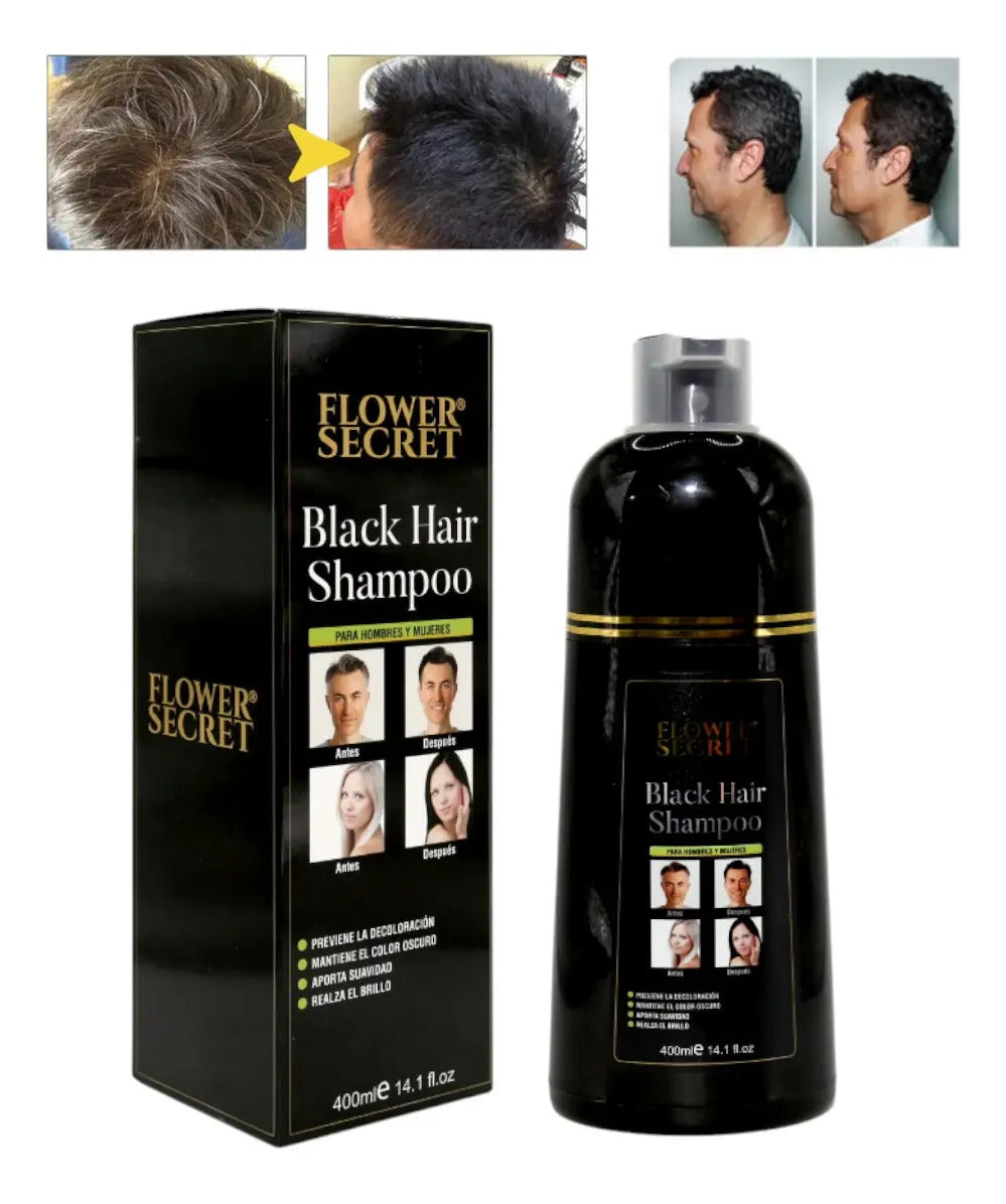 Shampoo Matizador Negro 400ml - Pigmento Natural para Cabello y Barba