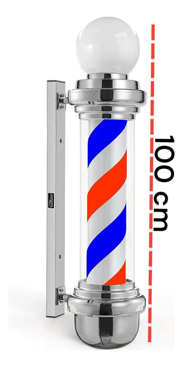 Poste de Barbería Profesional Gigante 100cm - Luz LED y Rotación Tricolor