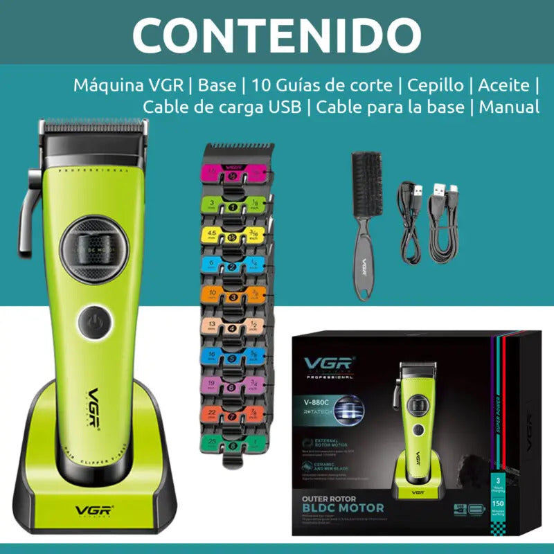 Máquina VGR V-880C Clipper Profesional 7200 RPM Motor BLDC Cerámica