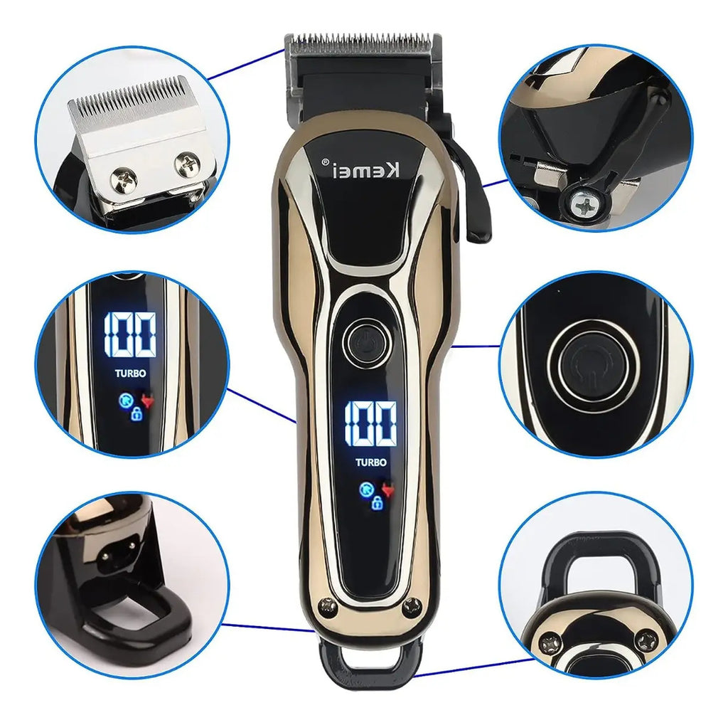Pack Inicial Barbería Kemei: Clipper 1990 + Shaver 1102 + Trimmer Buddha 1974-A