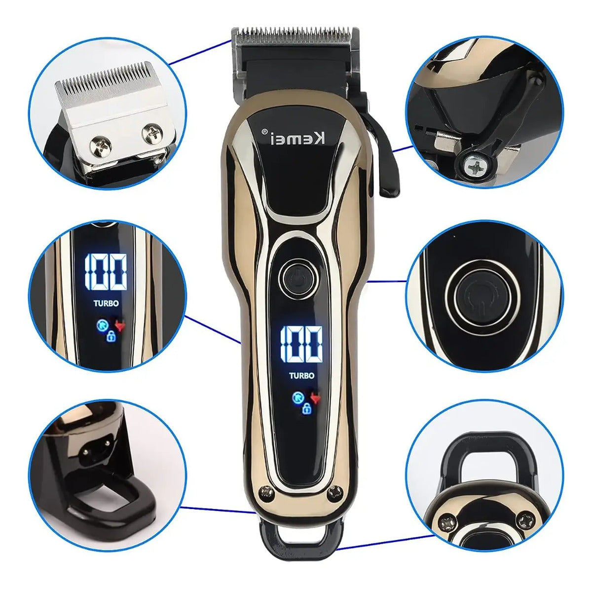 Pack Inicial Barbería Kemei: Clipper 1990 + Shaver 1102 + Trimmer Buddha 1974-A