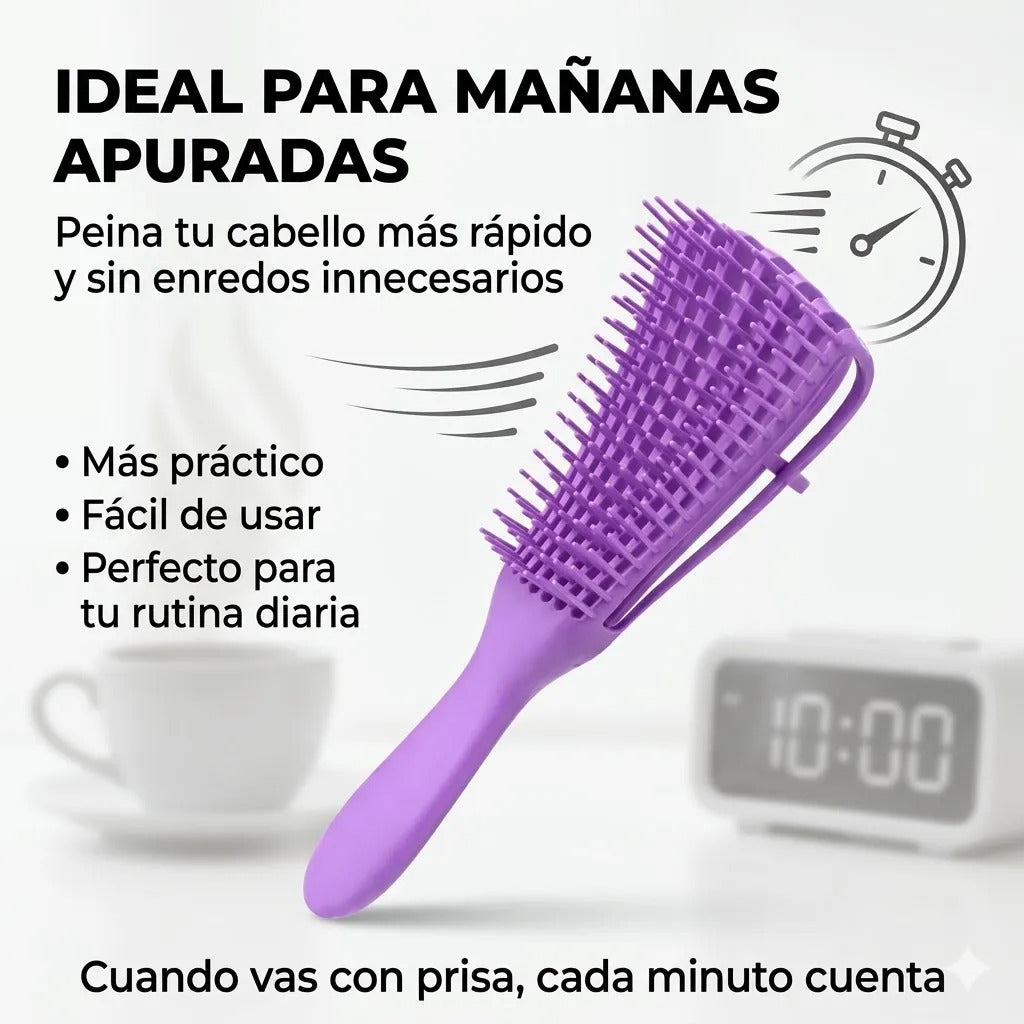 Cepillo  Cabello Rizado Desenreda Fácil Cerdas Lila