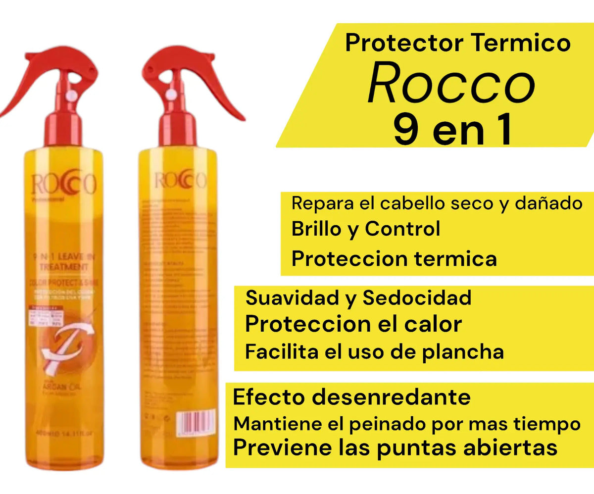 Protector Térmico Rocco con Aceite de Argán 400ml - Anti Frizz y Protección Solar