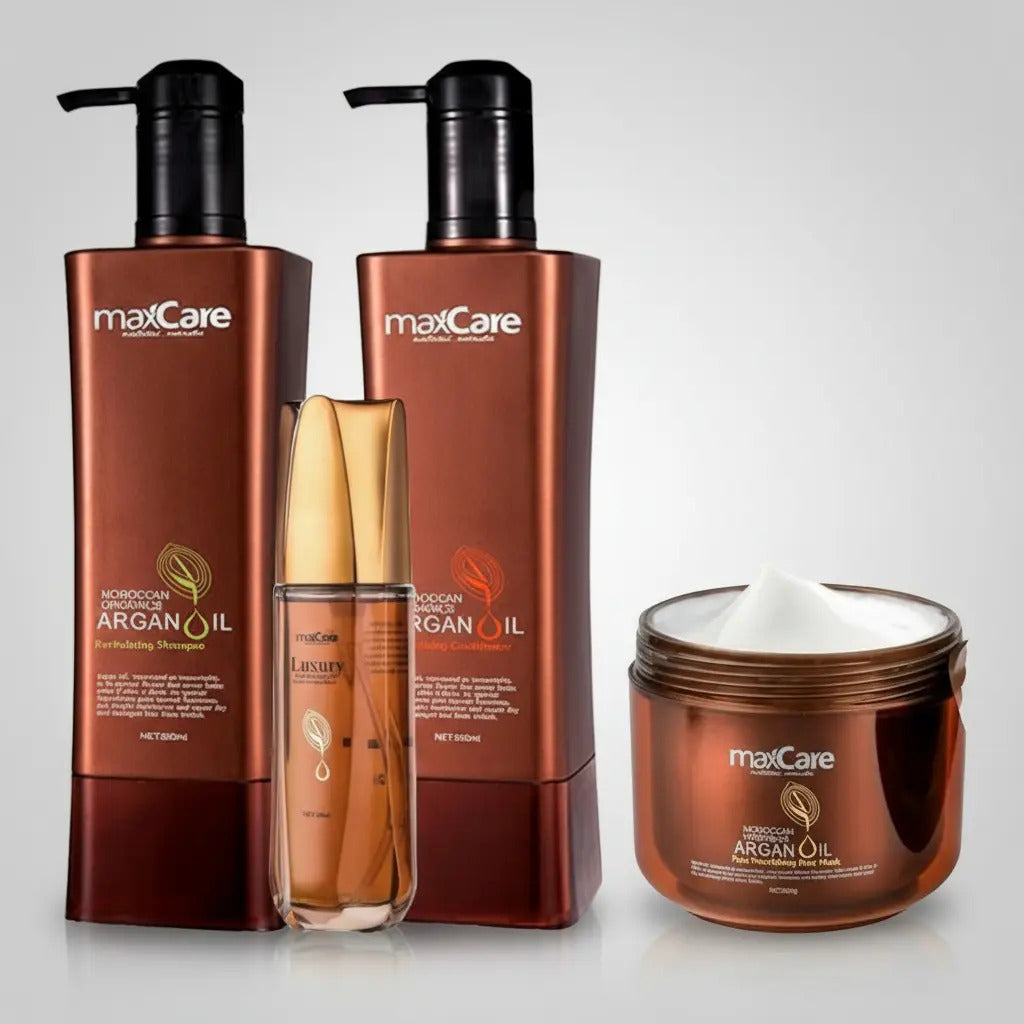 Kit de Cuidado Capilar Max Care Argan Oil - Shampoo + Acondicionador + Crema
