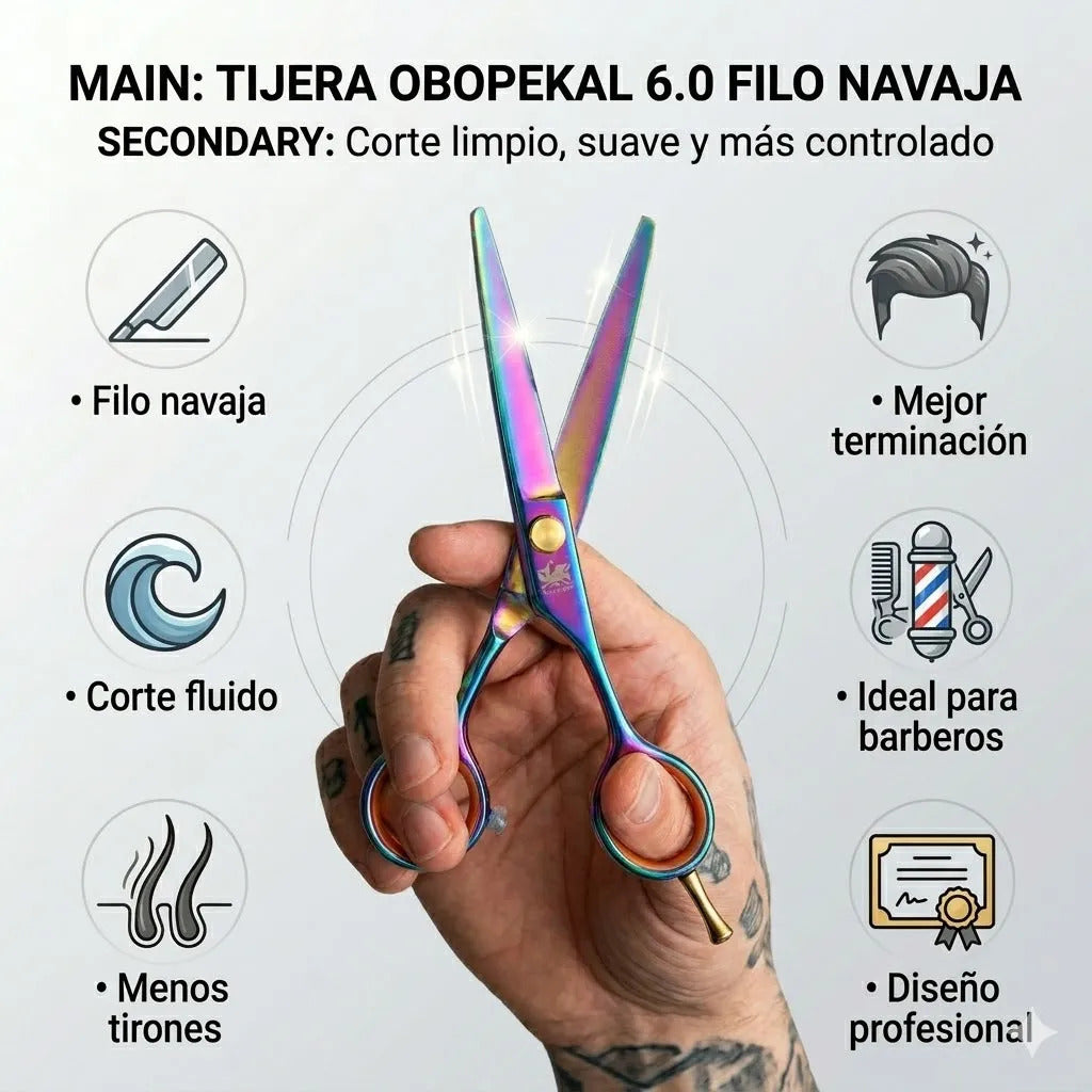 Tijera Filo Navaja 6.0 Corte Limpio Tornasol Profesional