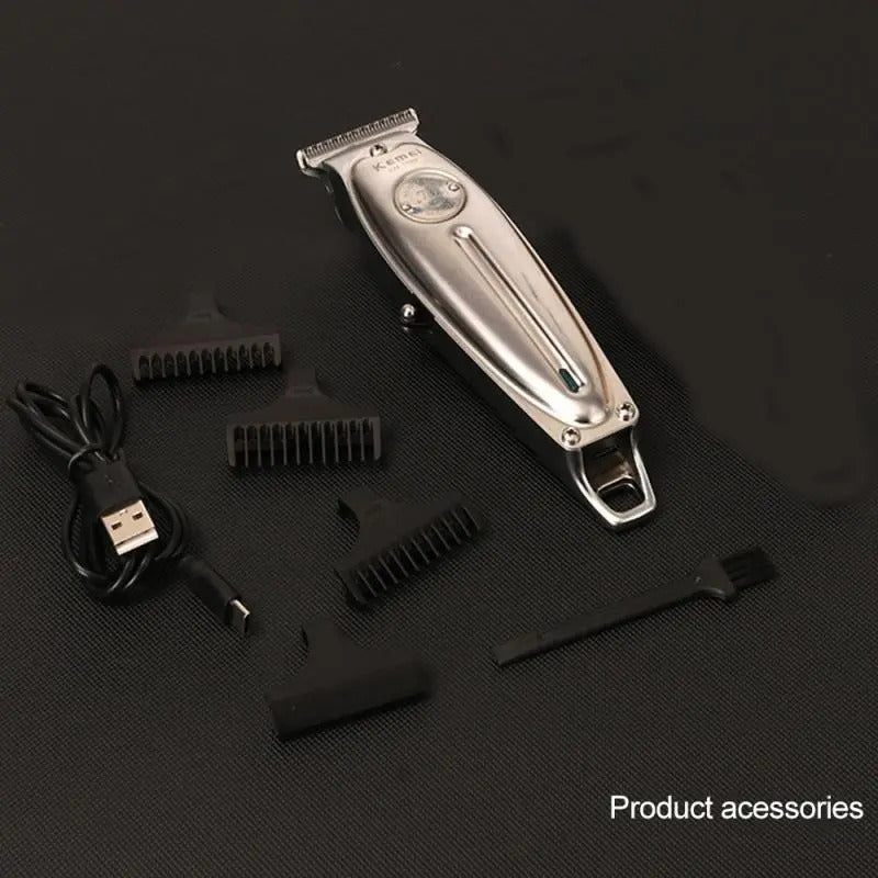 Trimmer Profesional Kemei KM-1949 Edición 70 Años: Patillera Metálica de Precisión