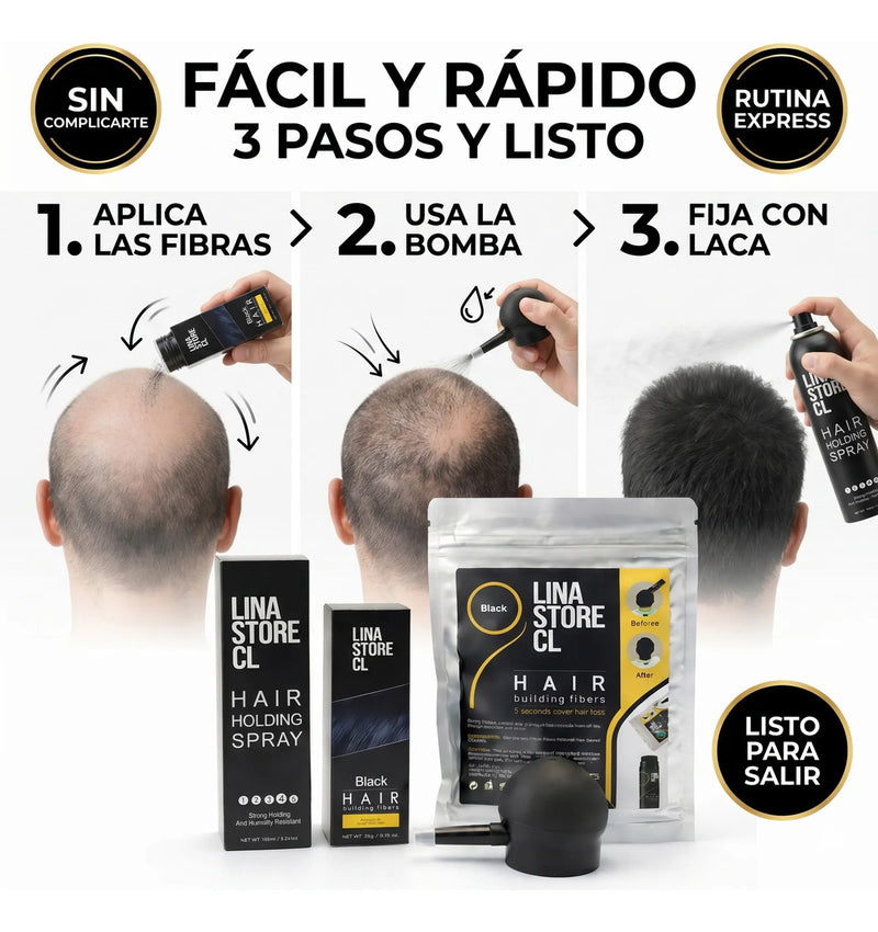 Kit Polvo Negro Fibras Capilares +bomba+fijador +sobre Carga