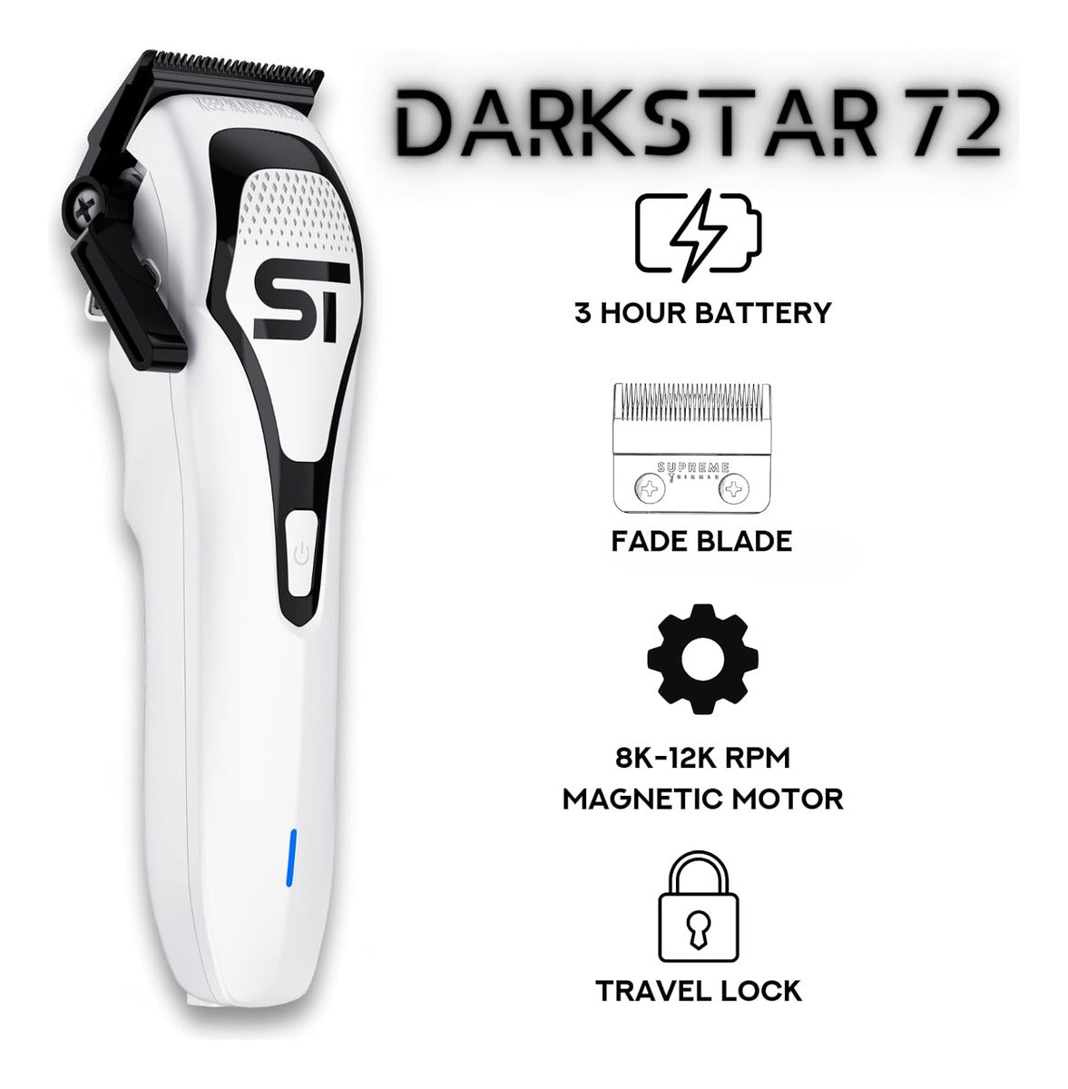 Máquina Profesional Supreme Trimmer Darkstar 72 | Motor Vectorial 9000 RPM