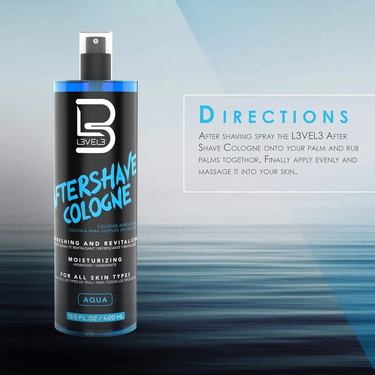 After Shave Colonia Aqua Level 3 - Loción Post Afeitado Profesional 400ml