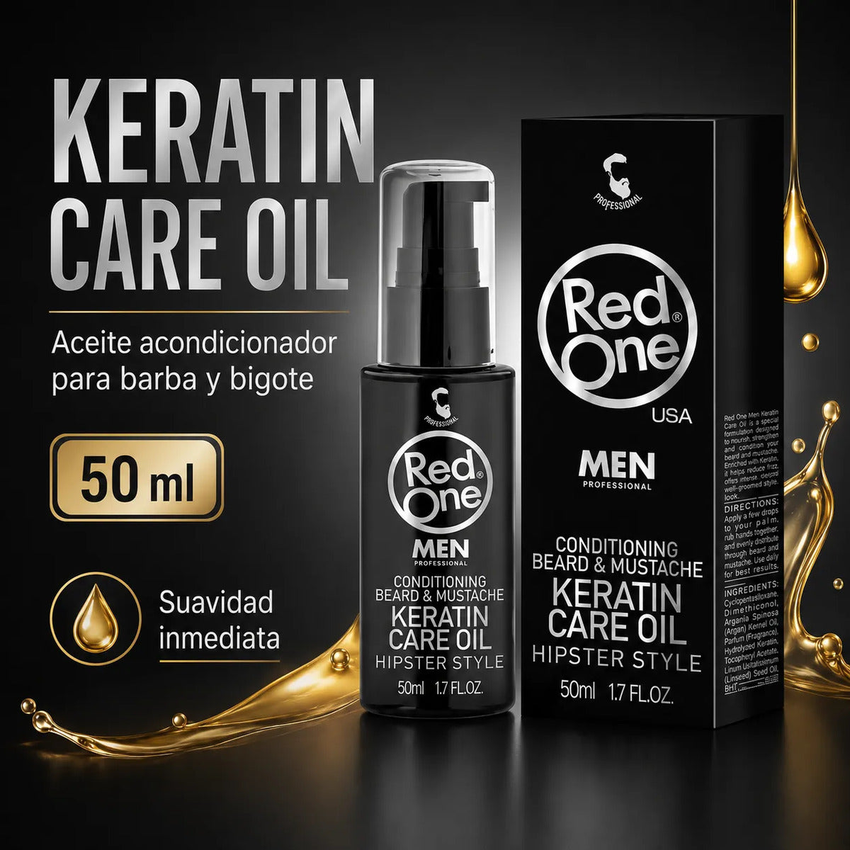 Aceite Para Barba Y Bigote Hidrata Barba Seca Red One 50ml