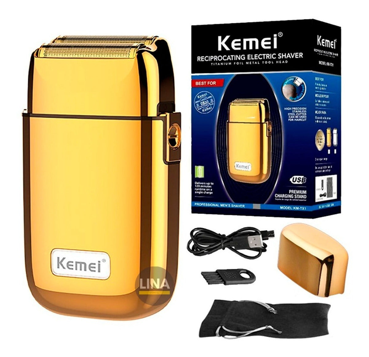 Afeitadora Profesional Kemei Metálica: Shaver Inalámbrica con Red Flotante 3D