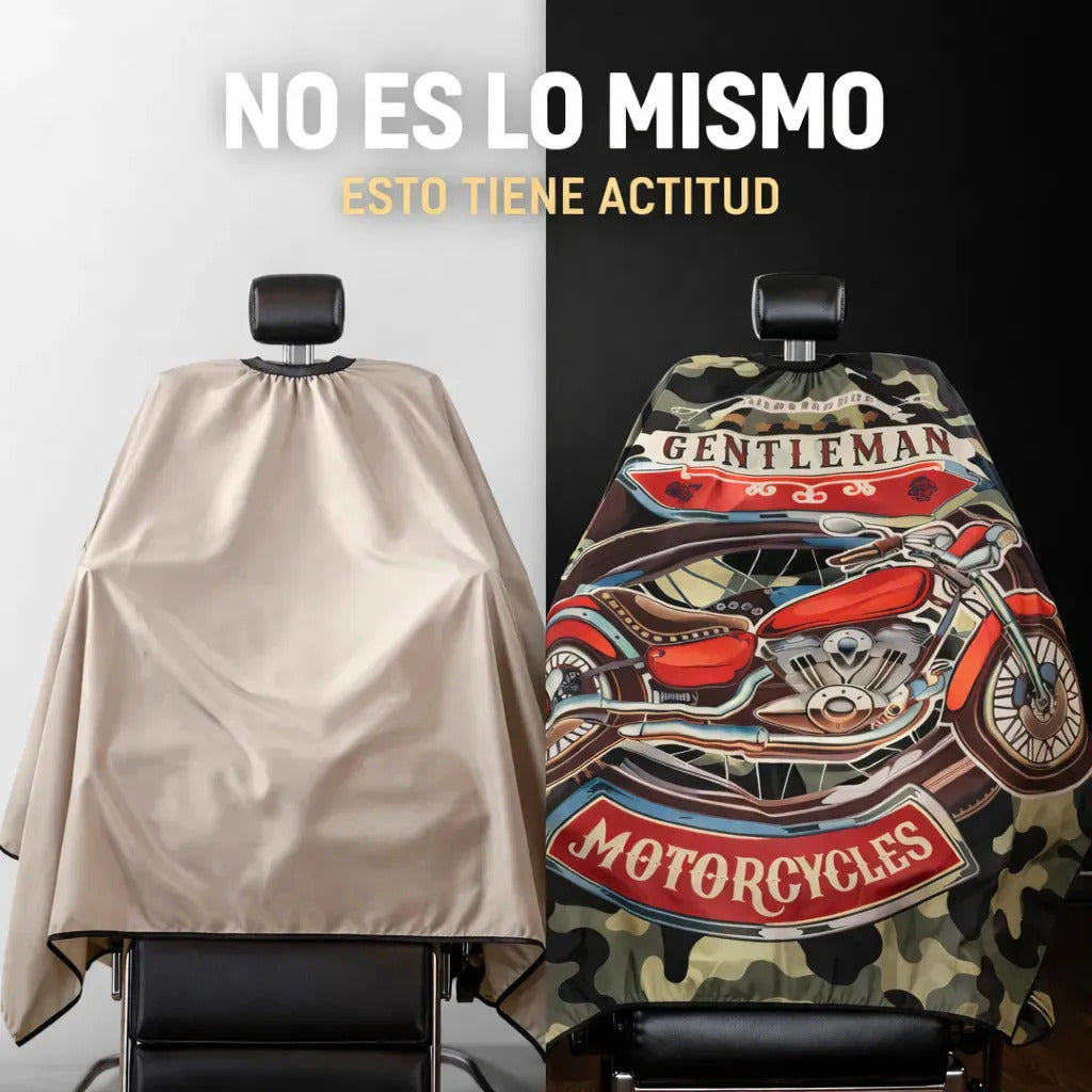 Capa Barbería Hombre Mayor Confort Diseño Moto Camuflaje