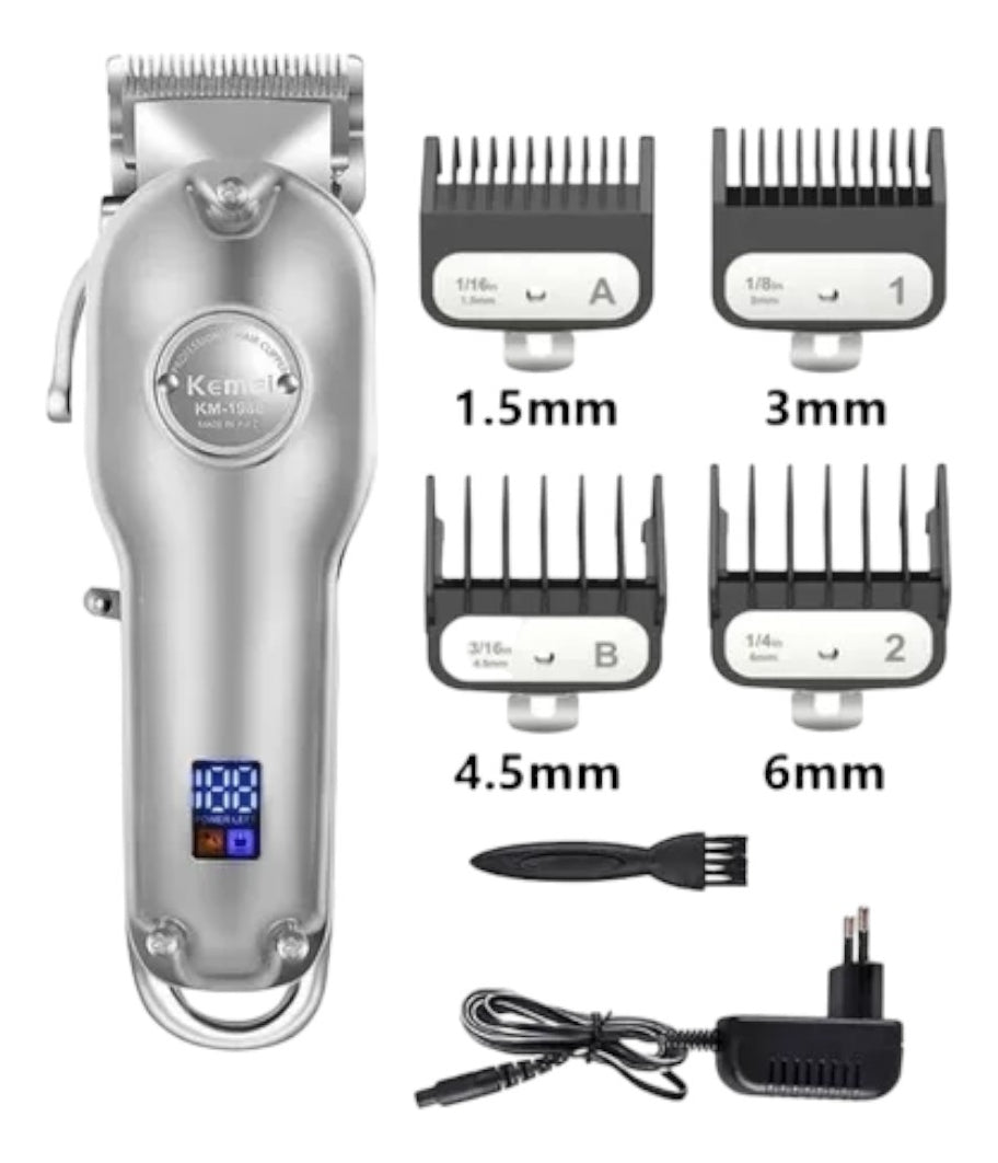 Kit Barbería Profesional Kemei Edición 70 Años: Clipper 1986 + Trimmer 1949 + Shaver TX1