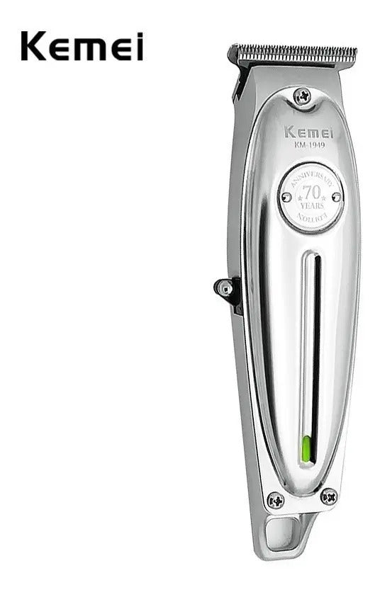 Trimmer Profesional Kemei KM-1949 Edición 70 Años: Patillera Metálica de Precisión