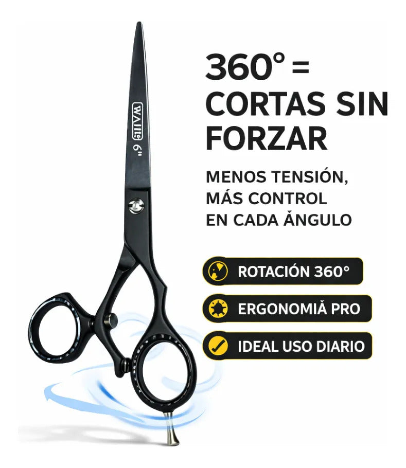 Tijera Profesional Wahl Para Zurdo Rotación 360 Filo Navaja