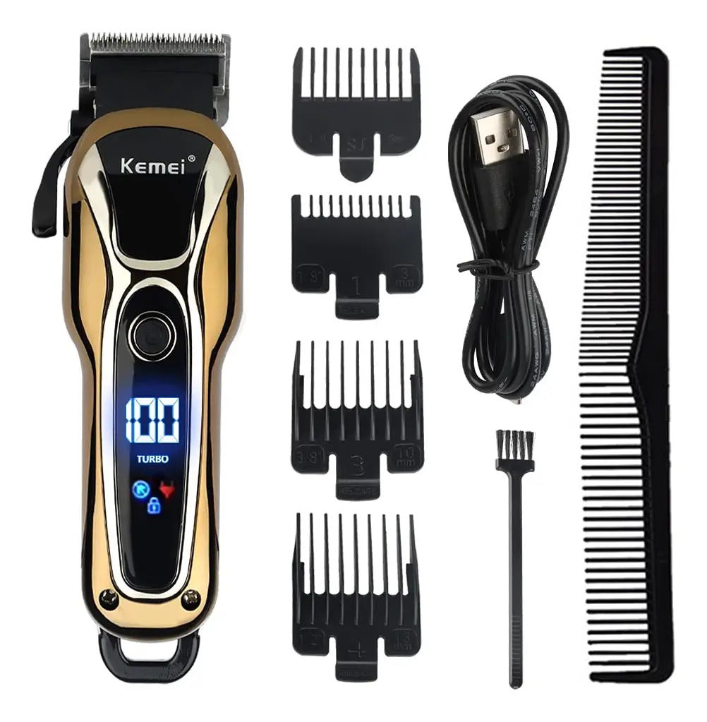 Pack Inicial Barbería Kemei: Clipper 1990 + Shaver 1102 + Trimmer Buddha 1974-A