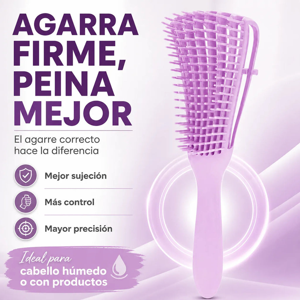 Cepillo Cabello Rizado Desenreda Fácil Cerdas Fucsia